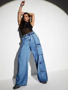 Miss Chase Women Wide Leg High-Rise Cargo Styles Jeans