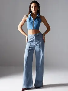 Miss Chase Women Straight Fit High-Rise Heavy Fade Jeans