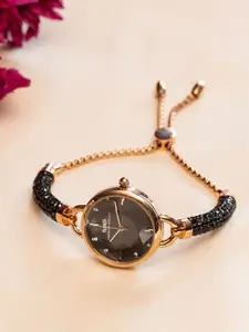 Perfectly Average Women Crystal Slider Black Analog Watches PAJ-00010486-BK