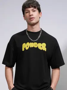 HIGHLANDER Men Embellished Round Neck Dropshoulder Oversized T-shirt