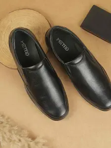 Metro Men Textured Leather Slip-On Shoes