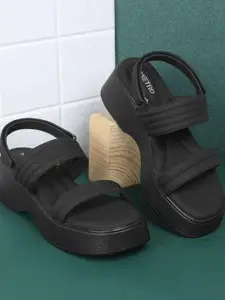 Metro Textured Platform Sandals with Buckles