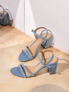 Inc 5 Striped Party Block Sandals with Buckles