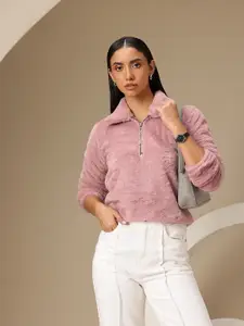 Chemistry Women Half Zipper Woollen Pullover