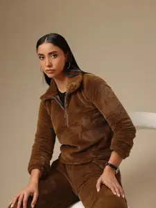 Chemistry Women Half Zipper Woollen Pullover