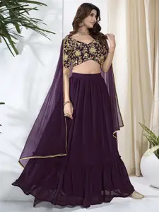 Inddus Embroidered Thread Work Semi-Stitched Lehenga & Unstitched Blouse With Dupatta