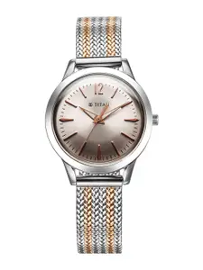 Titan Women Dial & Stainless Steel Bracelet Style Straps Analogue Watch 95287KM01