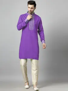 Utsav Fashion Yoke Design Sequinned Mandarin Collar Kurta With Trouser
