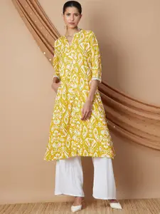 Melange by Lifestyle Paisley Printed High Slit Mandarin Collar A-Line Kurta