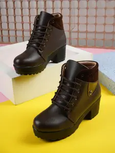 SAPATOS Women Lace-Ups Casual Block-Heeled Regular Boots