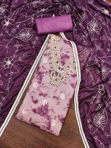 KIMISHA Abstract Dyed Beaded Work Organza Unstitched Dress Material