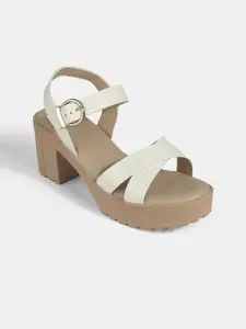 LEMON & PEPPER Block Sandals with Buckles