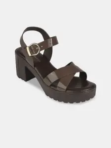 LEMON & PEPPER Block Sandals with Buckles