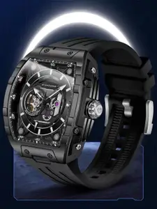 GIORDANO Automatic Mechanical Self-Winding 43mm Silicone Strap 30M Water-Resistant Watch