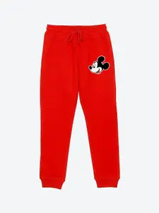YK Disney Boys Mickey Mouse Graphic Printed Mid Rise Joggers