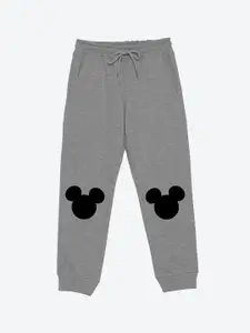 YK Disney Boys Mickey Mouse Graphic Printed Mid Rise Joggers