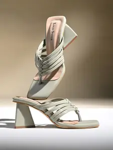 LOUIS STITCH Women Weaved T-Strap Block Heel Lightweight Sandals