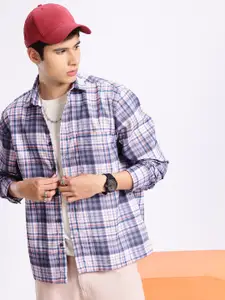 Aeropostale Relaxed Fit Checked Drop-Shoulder Sleeves Casual Shirt