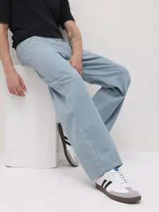The Roadster Life Co. Men Pure Cotton Wide Leg Trousers