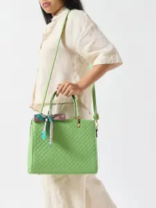 Chumbak Sage Green Quilted Handbag With Scarf