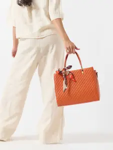 Chumbak Brick Quilted Handbag With Scarf | Rust