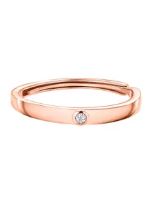 Ornate Jewels 925 Silver Rose Gold Plated AD Studded Eternity Adjustable Finger Ring