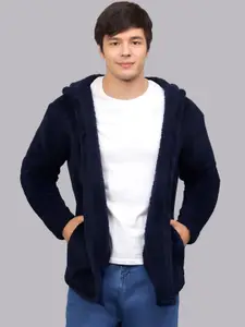 Ben Martin Men Hooded Self Design Fleece Casual Lightweight Parka Jacket