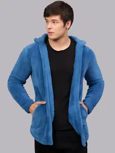 Ben Martin Men Hooded Self Design Fleece Casual Lightweight Parka Jacket