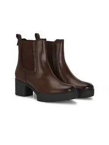 Delize Women Casual Block-Heeled Chelsea Boots