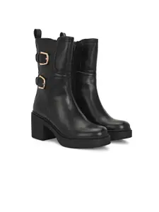 Delize Women Casual Block-Heeled Winter  Boots