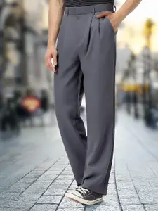 Urbano Fashion Men Grey Loose Baggy Fit Solid Korean Trousers Stretchable