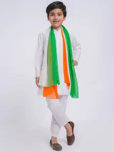 VASTRAMAY Boys Mandarin Collar Pure Cotton Kurta With Pyjama And Dupatta