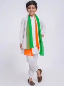 VASTRAMAY Boys Mandarin Collar Pure Cotton Kurta With Pyjama And Dupatta