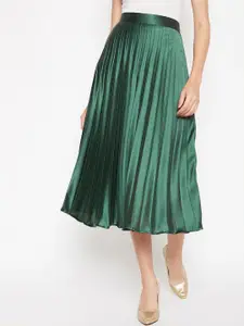 ZWERLON A-Line Pleated Flared Maxi Skirts