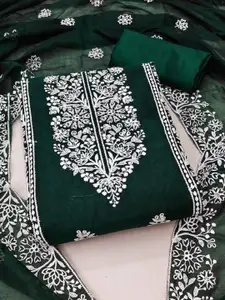 HMP Fashion Floral Embroidered Chanderi Unstitched Dress Material