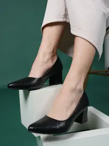 DressBerry Women Textured Block Heel Pumps