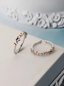 SARAF SILVERETZ 925 Sterling Silver-Plated  Dual Toned Designer Butterfly Toe Rings