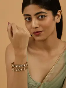 Kushal's Fashion Jewellery Embellished Bridal Set Of 2 Gold-Plated Kundan-Studded Bangles