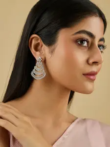 Kushal's Fashion Jewellery Rhodium-Plated Zircon Embellished Bridal Classic Drop Earrings