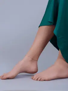 Kushal's Fashion Jewellery 92.5 Pure Silver Rhodium-Plated Anklet