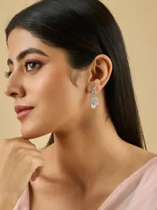 Kushal's Fashion Jewellery Gold Plated Ruby Embellished Bridal Circular Shapde Earrings