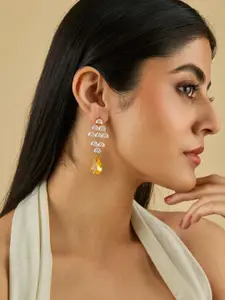 Kushal's Fashion Jewellery Rhodium-Plated Zircon Stone Embellished Bridal Dome  Jhumkas