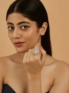 Kushal's Fashion Jewellery Gold Plated Zircon Embellished Bridal Circular Half Hoops