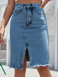 StyleCast Women Denim Pencil Knee-Length Skirt