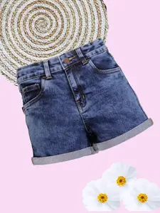 KiddoPanti Girls Washed Denim Shorts