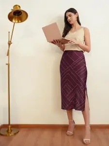 FableStreet Women Stretchable Satin A-line Skirt