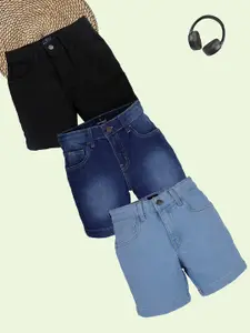 KiddoPanti Boys Pack of 3 Regular Fit Denim Shorts