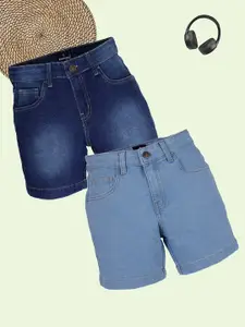 KiddoPanti Boys Pack of 2 Regular Fit Denim Shorts