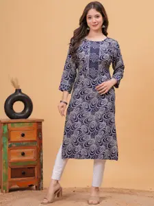 DRESSAR Abstract Printed Round Neck Straight Kurta