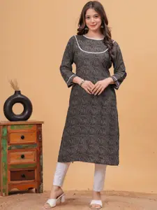 DRESSAR Abstract Printed Round Neck Straight Kurta